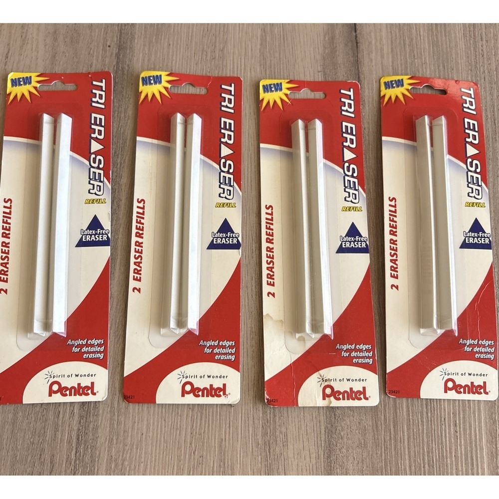 Pentel ZE15RBP2 - Refills for Tri Eraser, White, 2/Pack- 4‎ Packs